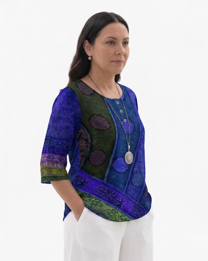 Siopie | Women’s Printed Cotton Relaxed Blouse
