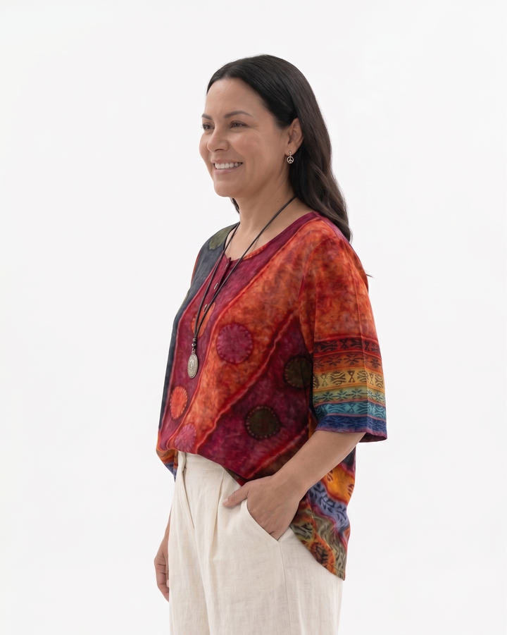 Siopie | Women’s Printed Cotton Relaxed Blouse