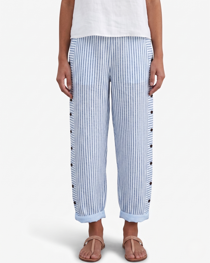 Siopie | Women’s Relaxed Fit Striped Cotton Trousers