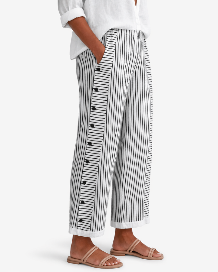 Siopie | Women’s Relaxed Fit Striped Cotton Trousers