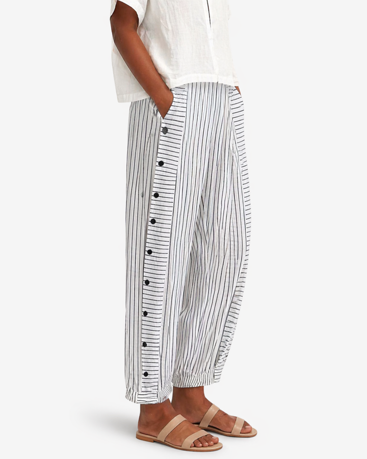 Siopie | Women’s Relaxed Fit Striped Cotton Trousers