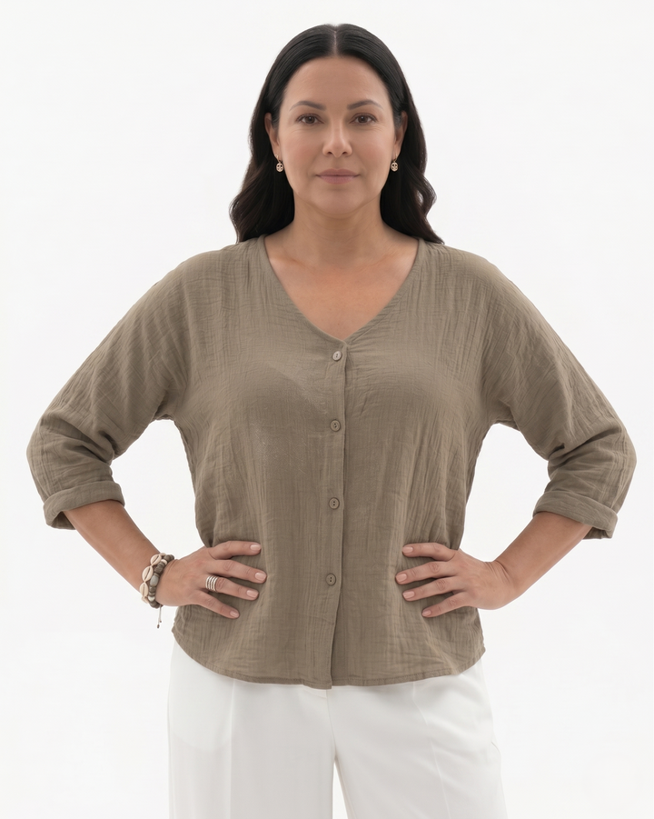Siopie | Women’s Relaxed Fit V-Neck Blouse