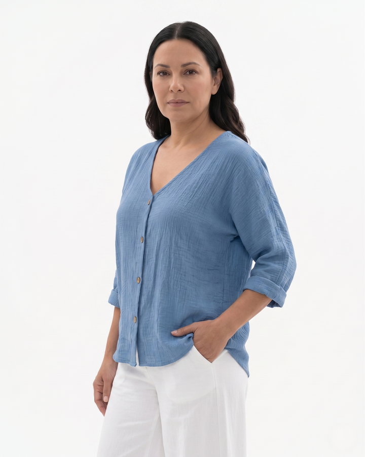 Siopie | Women’s Relaxed Fit V-Neck Blouse