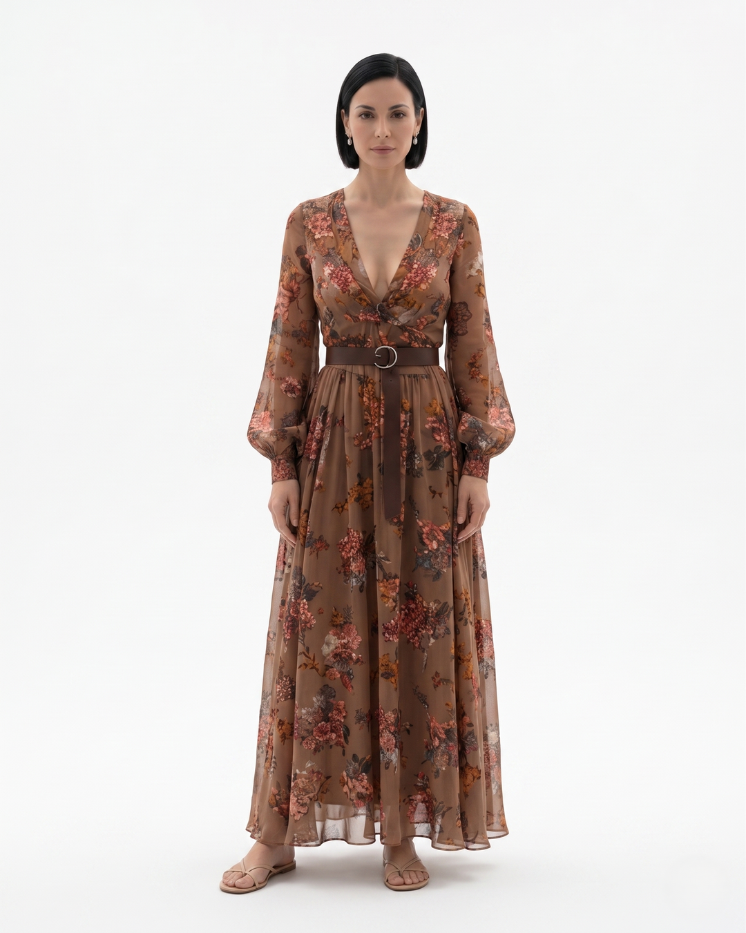 Siopie | Women’s Sheer Floral Maxi Dress