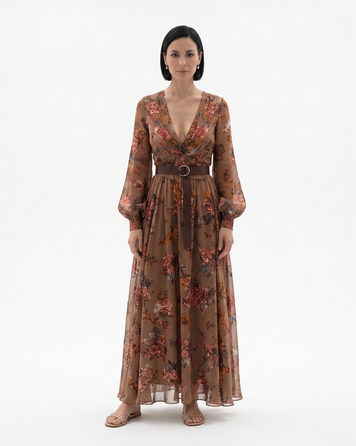 Siopie | Women’s Sheer Floral Maxi Dress