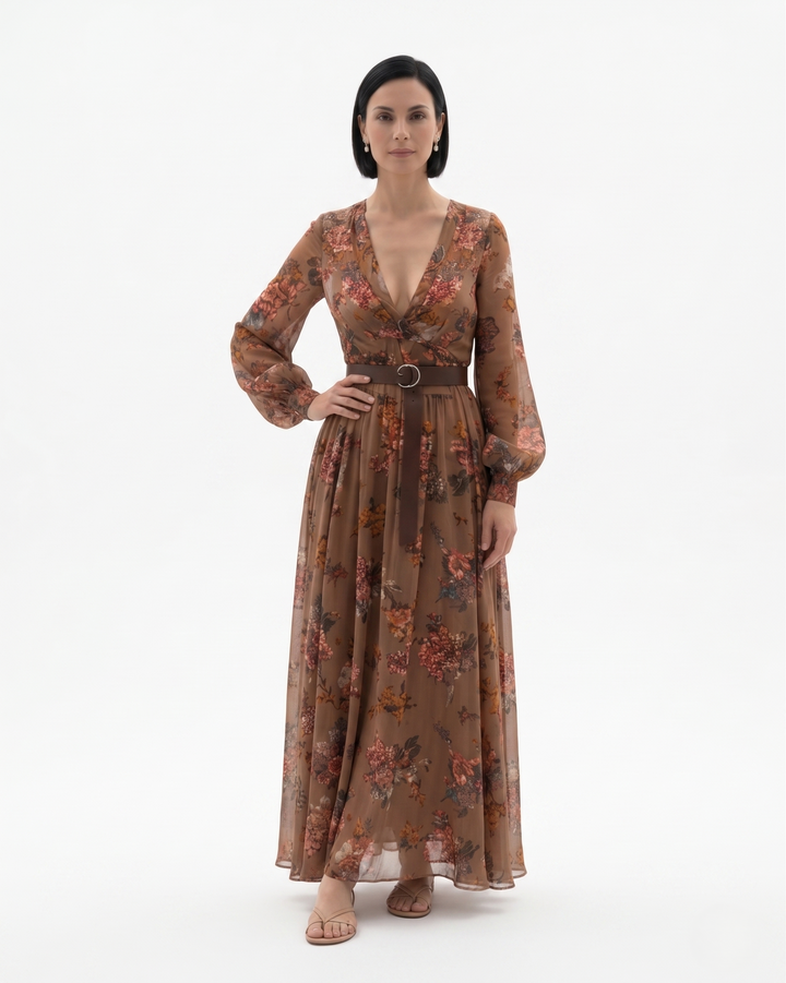 Siopie | Women’s Sheer Floral Maxi Dress