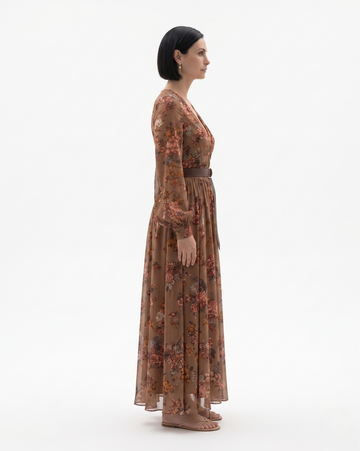 Siopie | Women’s Sheer Floral Maxi Dress