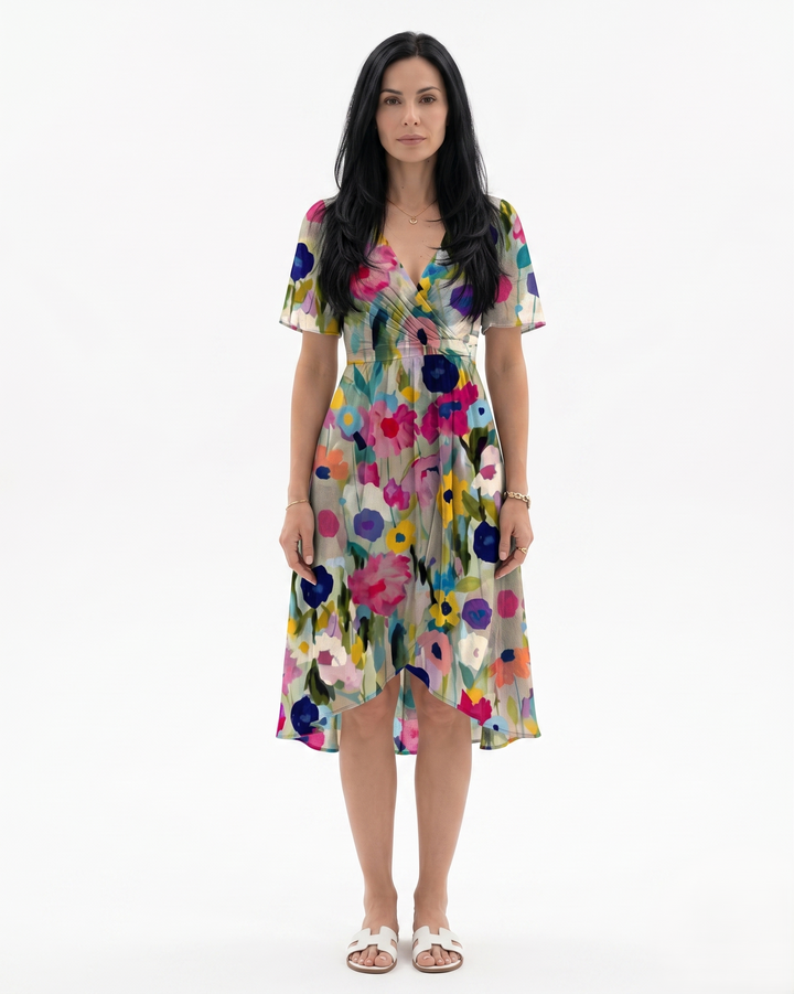 Siopie | Women’s Sheer Floral Wrap Tea Dress