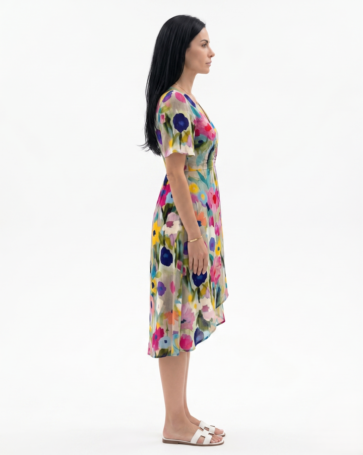 Siopie | Women’s Sheer Floral Wrap Tea Dress