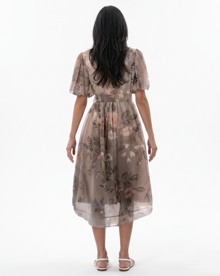 Siopie | Women’s Sheer Floral Wrap Tea Dress