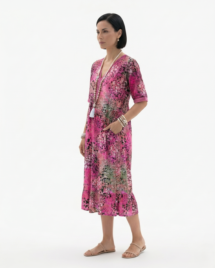 Siopie | Women’s Soft Drape Patterned Day Dress