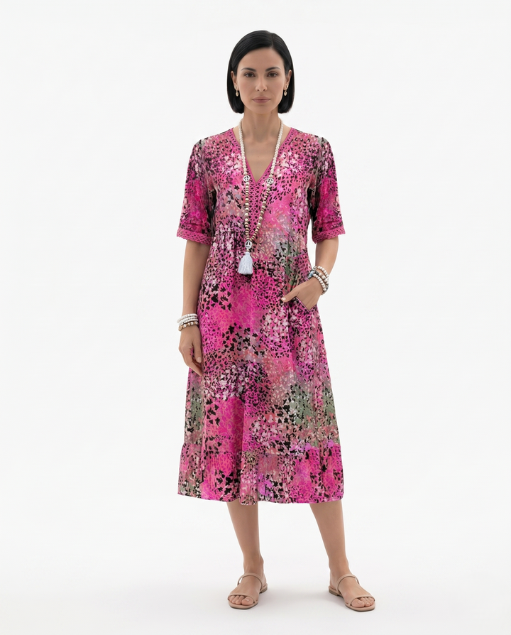 Siopie | Women’s Soft Drape Patterned Day Dress
