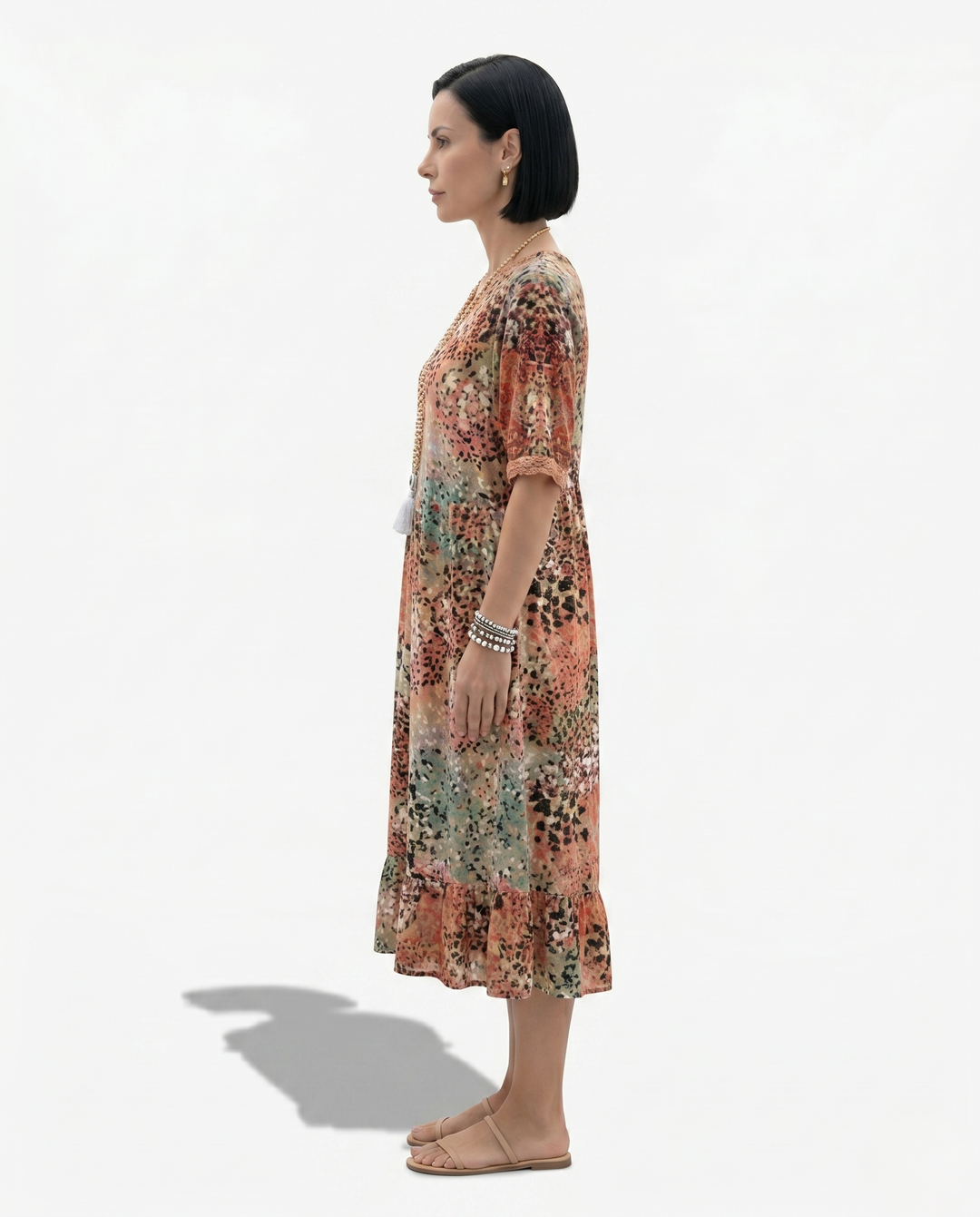 Siopie | Women’s Soft Drape Patterned Day Dress