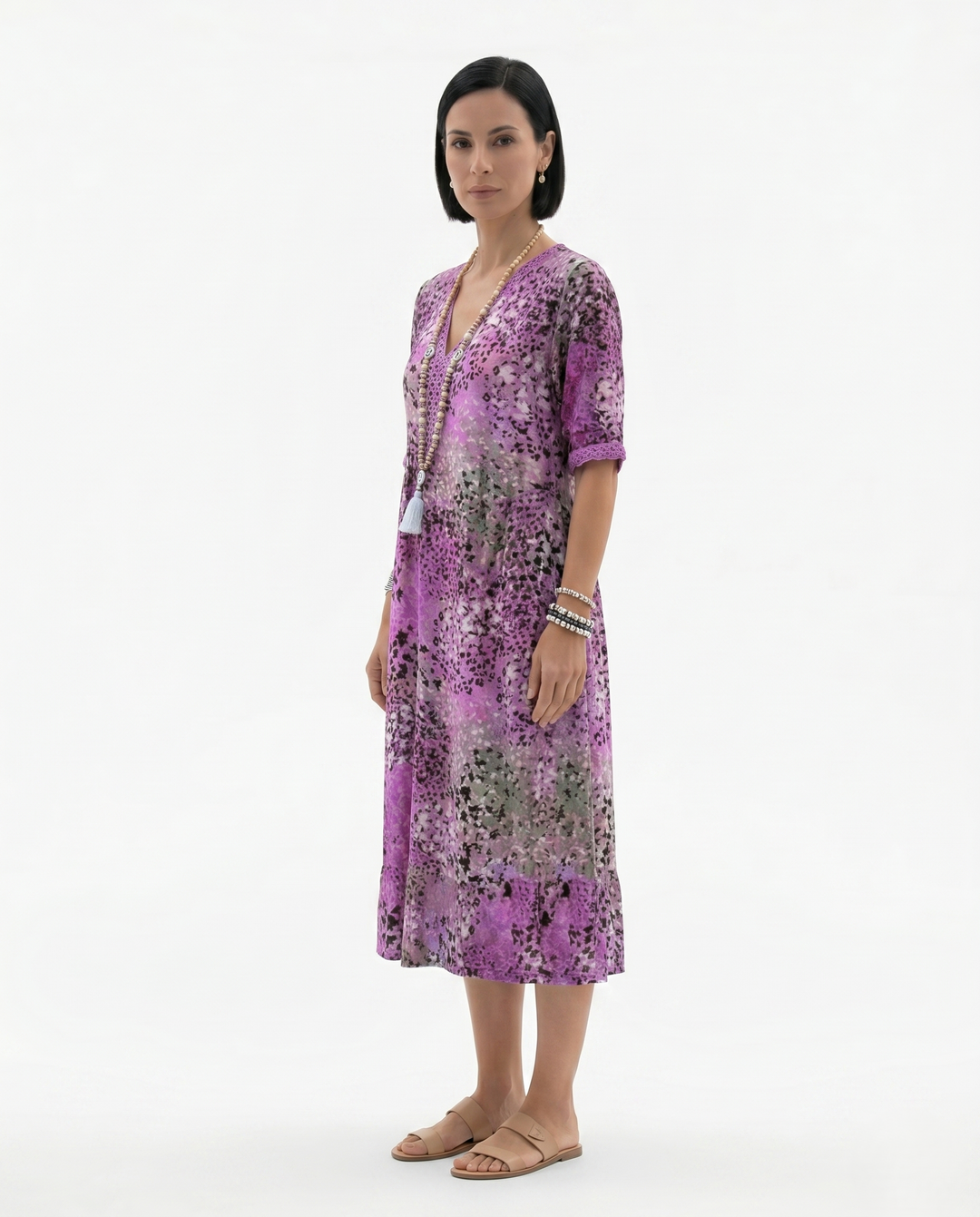 Siopie | Women’s Soft Drape Patterned Day Dress