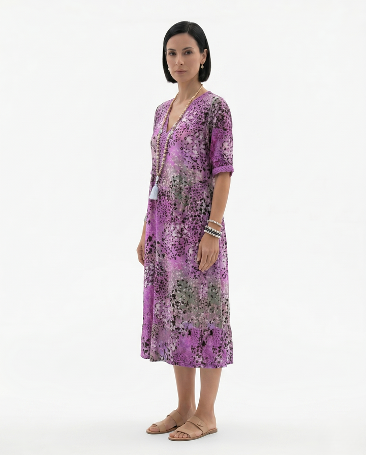 Siopie | Women’s Soft Drape Patterned Day Dress
