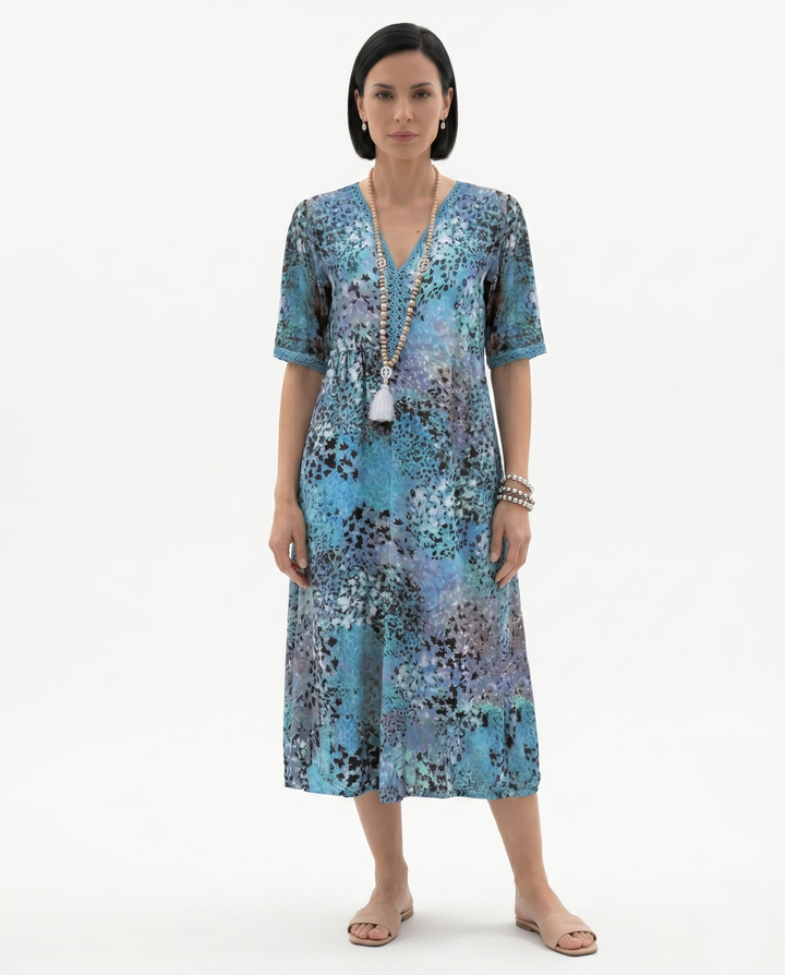 Siopie | Women’s Soft Drape Patterned Day Dress