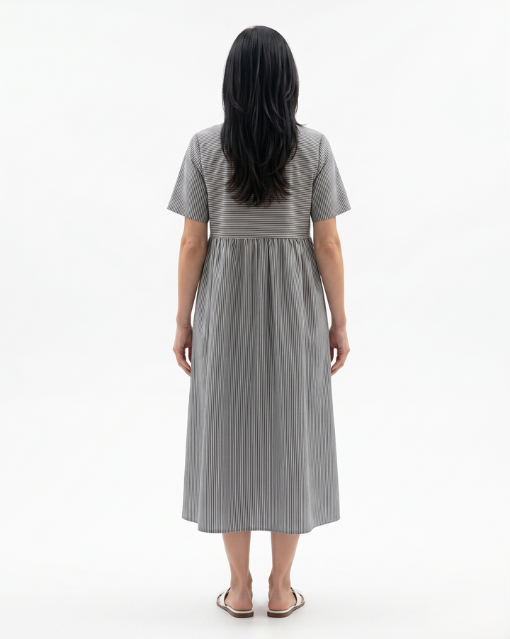 Siopie | Women’s Striped Button Midi Dress