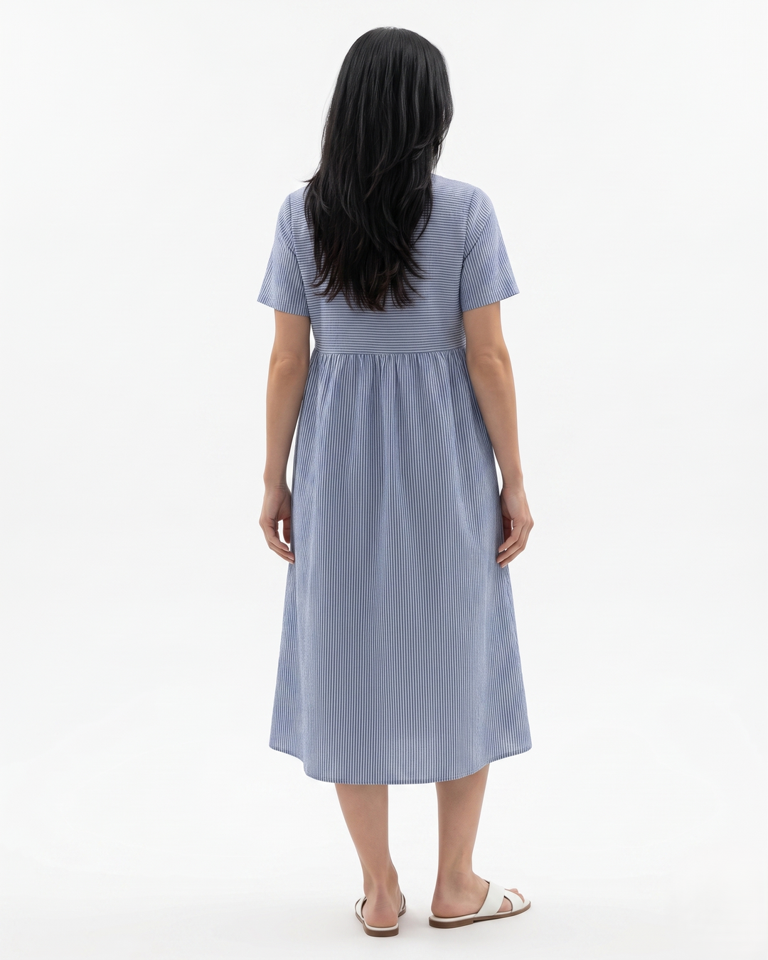 Siopie | Women’s Striped Button Midi Dress