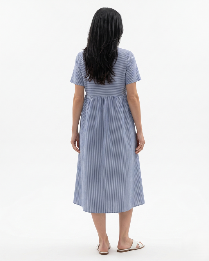 Siopie | Women’s Striped Button Midi Dress