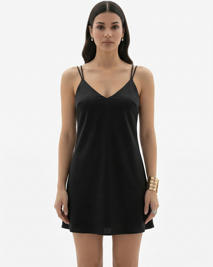 Slip Mini Dress V Neck Spaghetti Strap