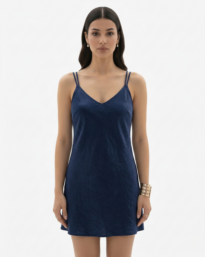 Slip Mini Dress V Neck Spaghetti Strap