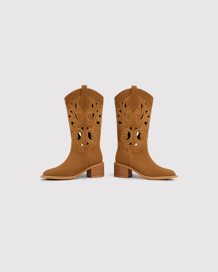 Women’s Western Embroidered Boots – Soft Leather Cowboy Boots for Dresses and Jeans