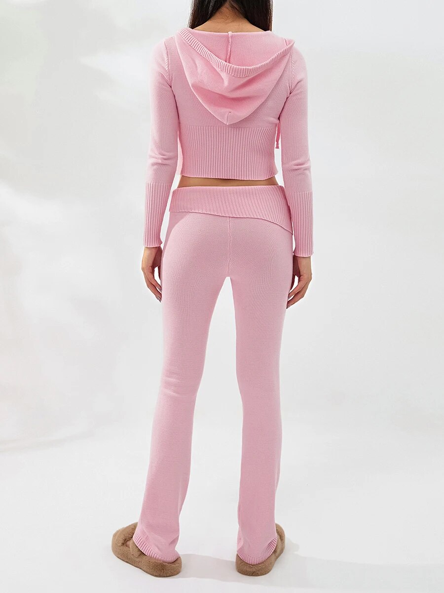 Ribbed Knit Lounge Set - Siopie