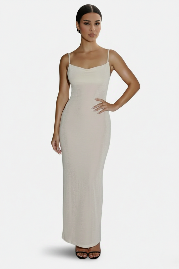 Spaghetti Strap Backless Maxi Dress Long Tie Back