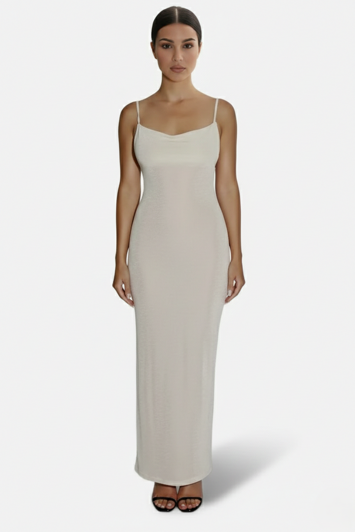 Spaghetti Strap Backless Maxi Dress Long Tie Back