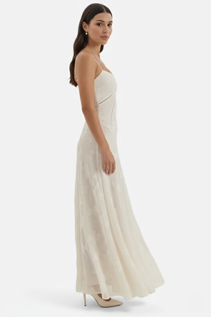 Floral Slip Maxi Dress with Lace-Up Back