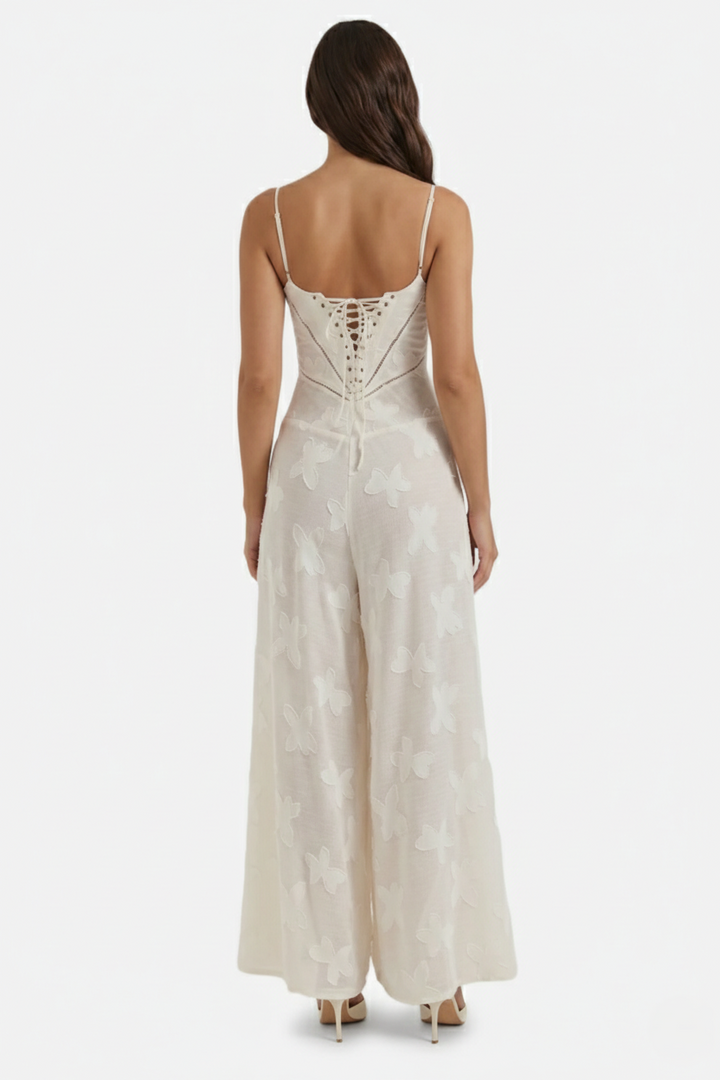 Floral Slip Maxi Dress with Lace-Up Back