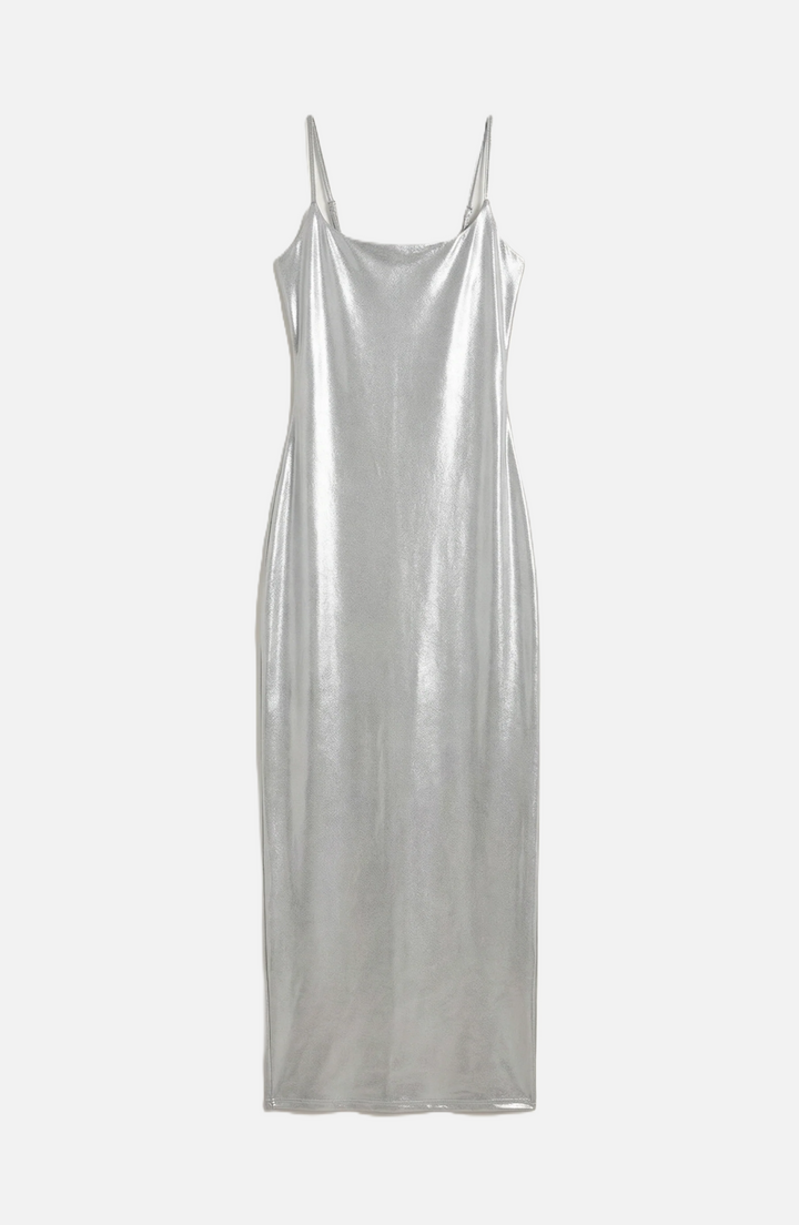 Party Dress Metallic Bodycon with Spaghetti Strap Maxi