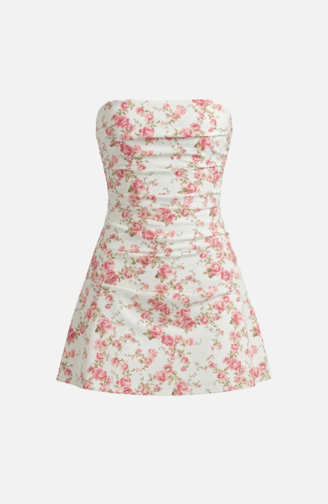 Party Dress Strapless Ruched Draped Mini with Asymmetric Hem