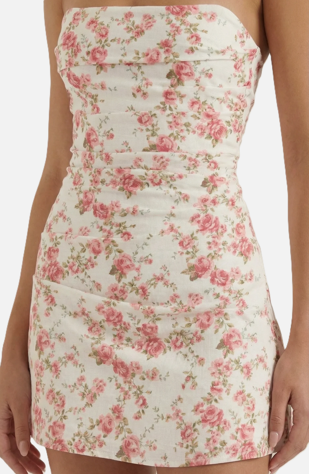 Party Dress Strapless Ruched Draped Mini with Asymmetric Hem