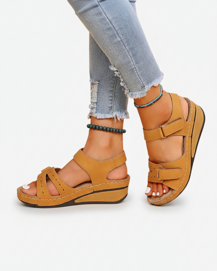 Wedge Sandals Double Adjustable Strap Open Toe