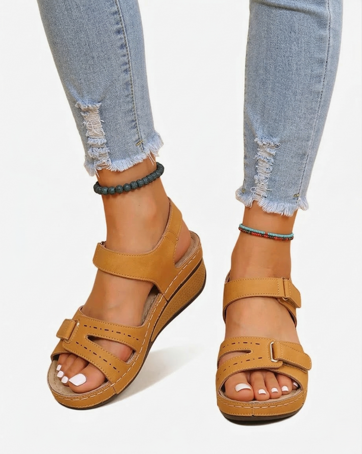 Wedge Sandals Double Adjustable Strap Open Toe