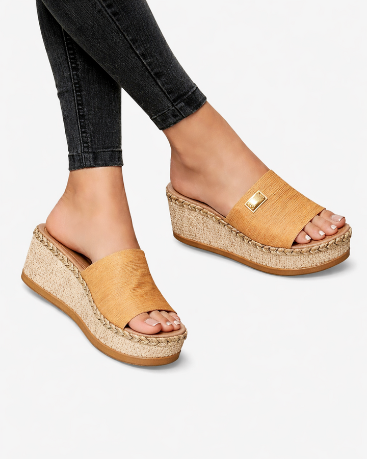 Wedge Slide Sandals Espadrille Platform Open Toe Slip On