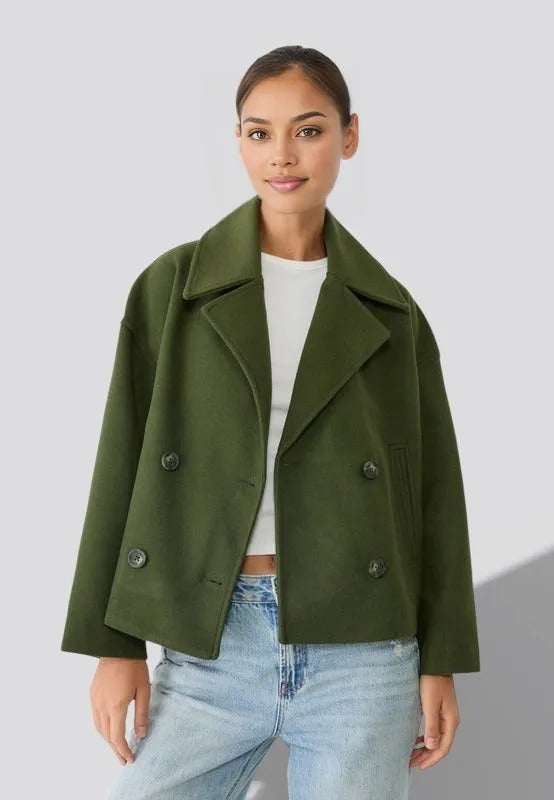 Double-Breasted Cropped Blazer for Women – Straight Fit Lightweight Jacket