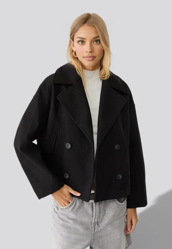 Double-Breasted Cropped Blazer for Women – Straight Fit Lightweight Jacket