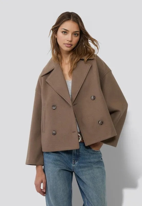 Double-Breasted Cropped Blazer for Women – Straight Fit Lightweight Jacket