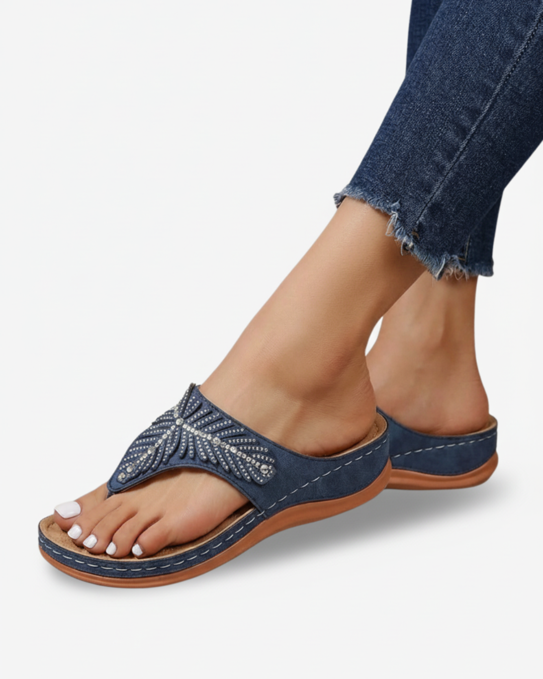 Flip Flop Sandals Rhinestone Thong Strap Embellished Slip On