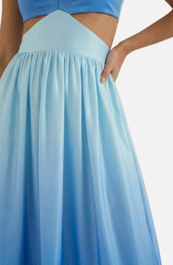 Summer Maxi Dress Ombre Cut-Out Backless Tiered