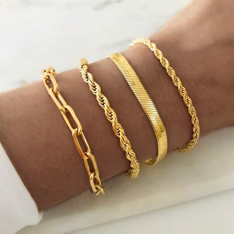 Liora Twisted Rope Bracelet – Minimalist Gold & Silver 2-4mm