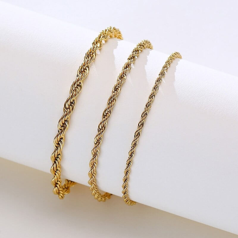 Liora Twisted Rope Bracelet – Minimalist Gold & Silver 2-4mm