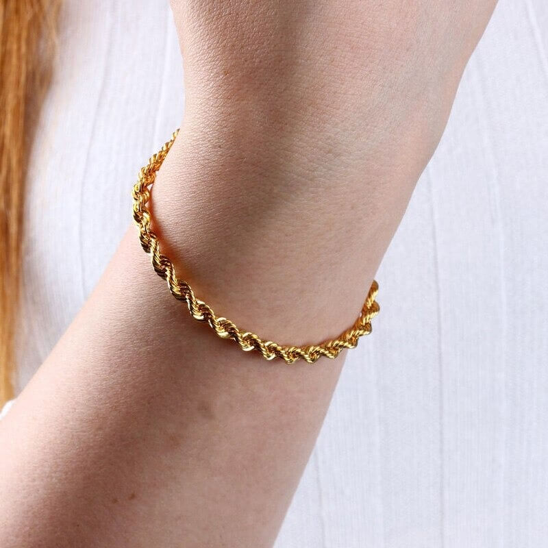Liora Twisted Rope Bracelet – Minimalist Gold & Silver 2-4mm
