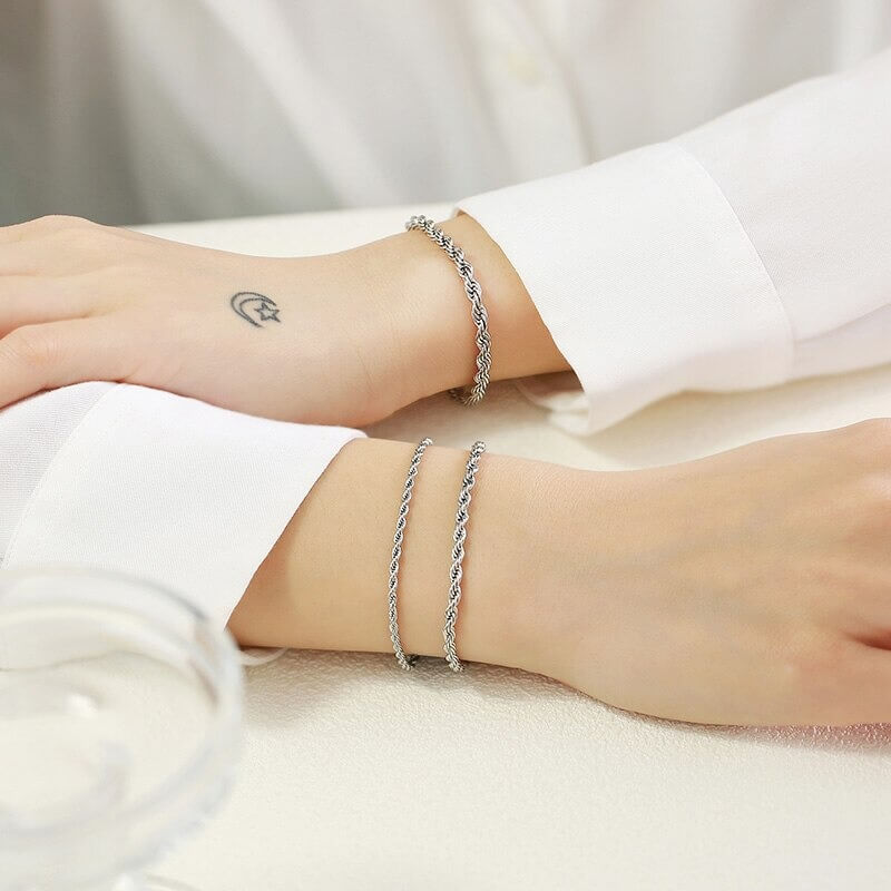 Liora Twisted Rope Bracelet – Minimalist Gold & Silver 2-4mm