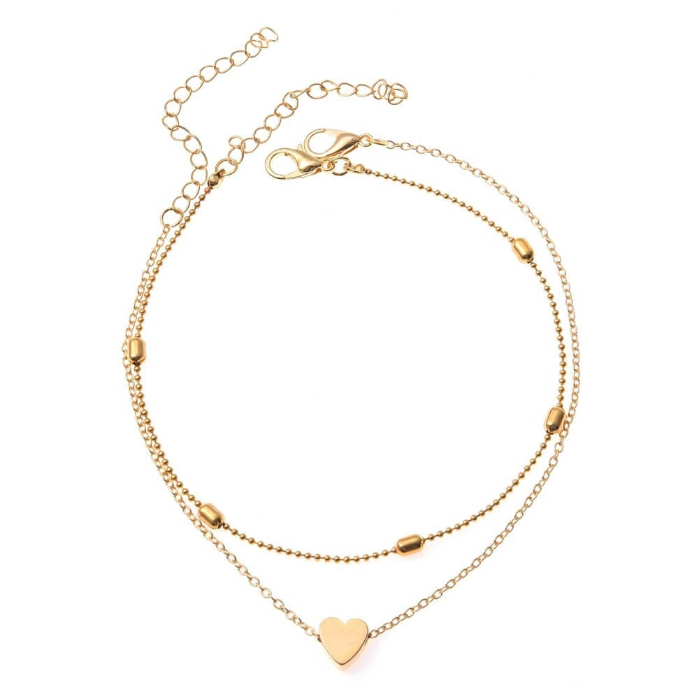 Liora Heart Anklet – Elegant Gold-Plated & Silver Stainless Steel
