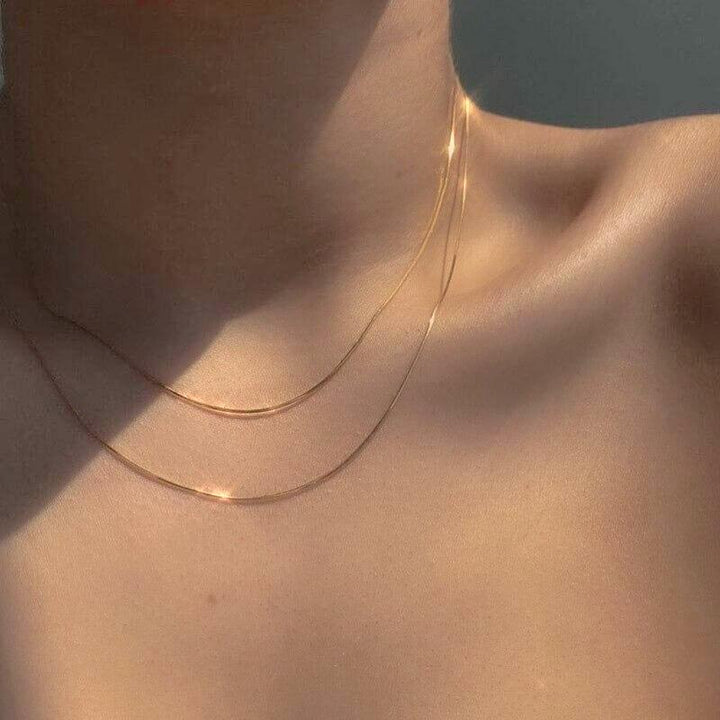Amara 14K Gold-Plated Minimalist Necklace – Slim Snake Chain