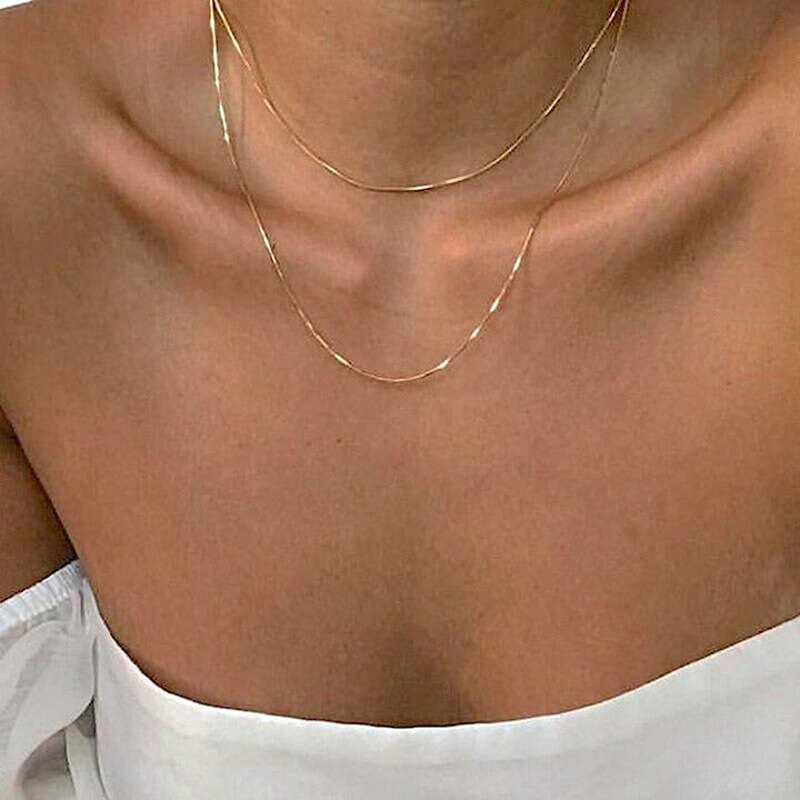 Amara 14K Gold-Plated Minimalist Necklace – Slim Snake Chain