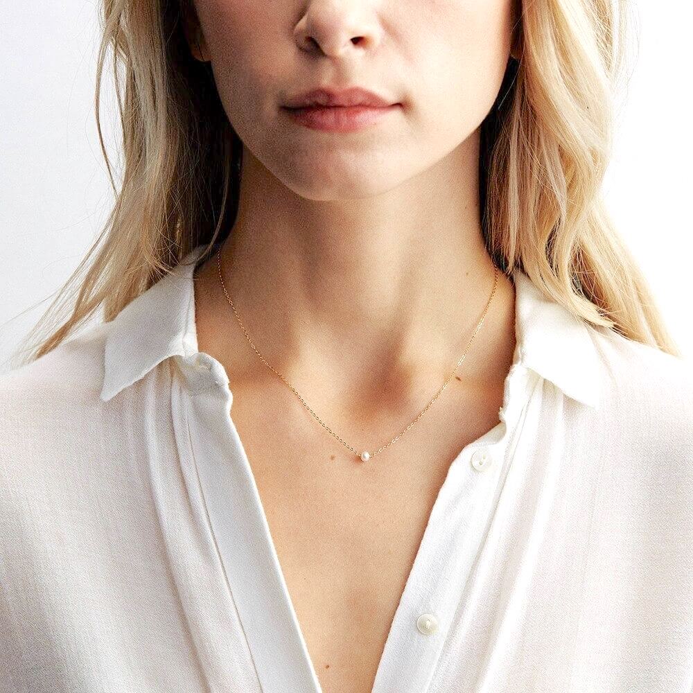 Liora Gold Double-Layer Pearl Necklace – Elegant Minimalist Charm